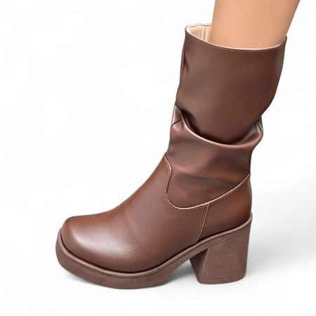 Botin Mujer Punta Cuadrada Taco 7 2086L-65 Color Marron Talla 39