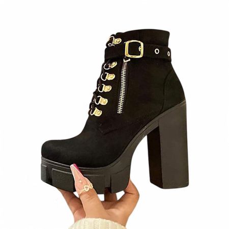 Botin Mujer Taco 12 Correa 2086L-70 Color Negro Talla 36