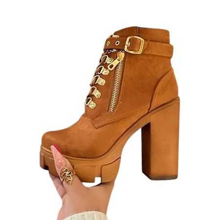 Botin Mujer Taco 12 Correa 2086L-70 Color Camel Talla 36