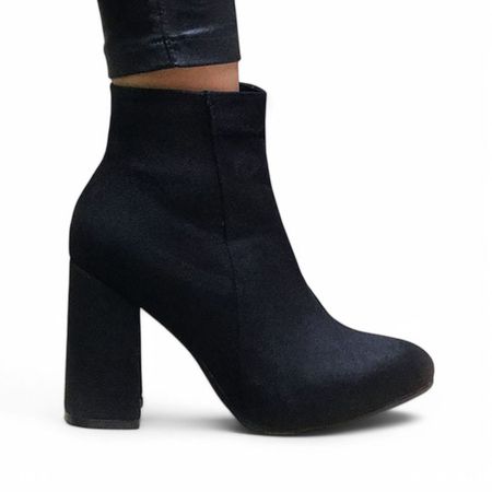 Bota Mujer Clasica Corta Taco 9 Gamuza 2086L-60 Color Negro Talla 35