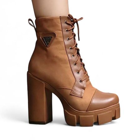 Botin Mujer Prapra Taco 9 2086L-68 Color Camel Talla 35