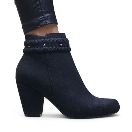 Botin Mujer Gamuza Trensa 7 2086L-60 Color Negro Talla 37