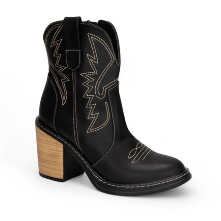Bota Mujer Bordado Texana Taco 7 2086L-75 Color Negro Talla 35