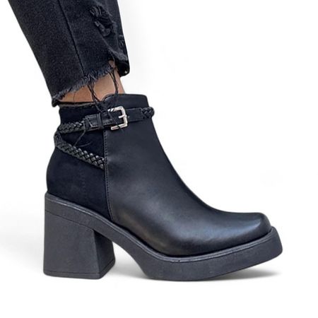 Botin Mujer Gamuza Posterior Baja 7 2086L-60 Color Negro Talla 38