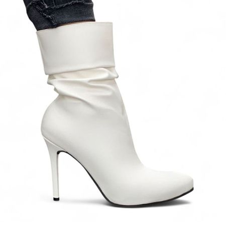 Botin Mujer Corrugado Aguja Taco 9 2086L-68 Color Perla Talla 35