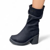 Botin Mujer Punta Cuadrada Taco 7 2086L-65 Color Negro