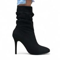 Botin Mujer Corrugado Aguja Taco 9 2086L-68 Color Negro Charol