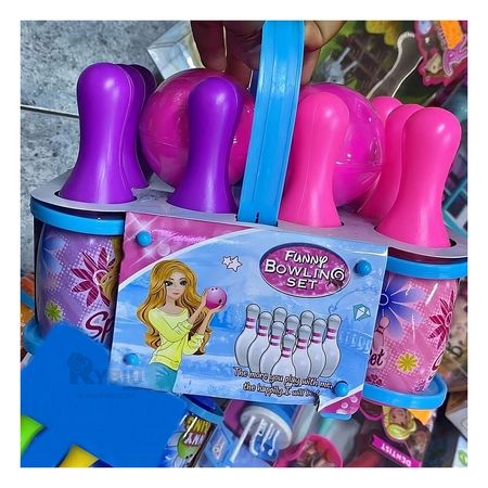 Juego de Boliche de Color Rosado y Morado Y+Stickers