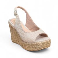 Sandalia Mujer Media Estacion Taco 9 2086L-60 Color Beige