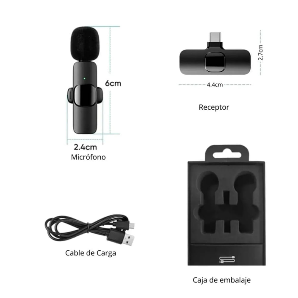 Micrófono Inalámbrico Lavalier K9 Solapero Entrada Tipo C