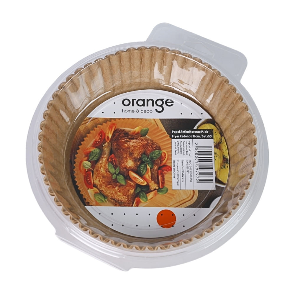Papel Antiadherente para Air Fryer Redondo Orange
