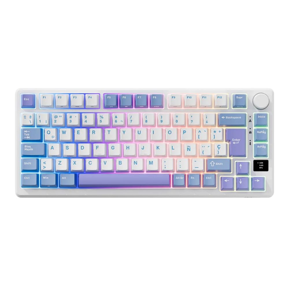 Teclado Royal Kludge M75 Wireless 75% Taro Milk Switch K Silver