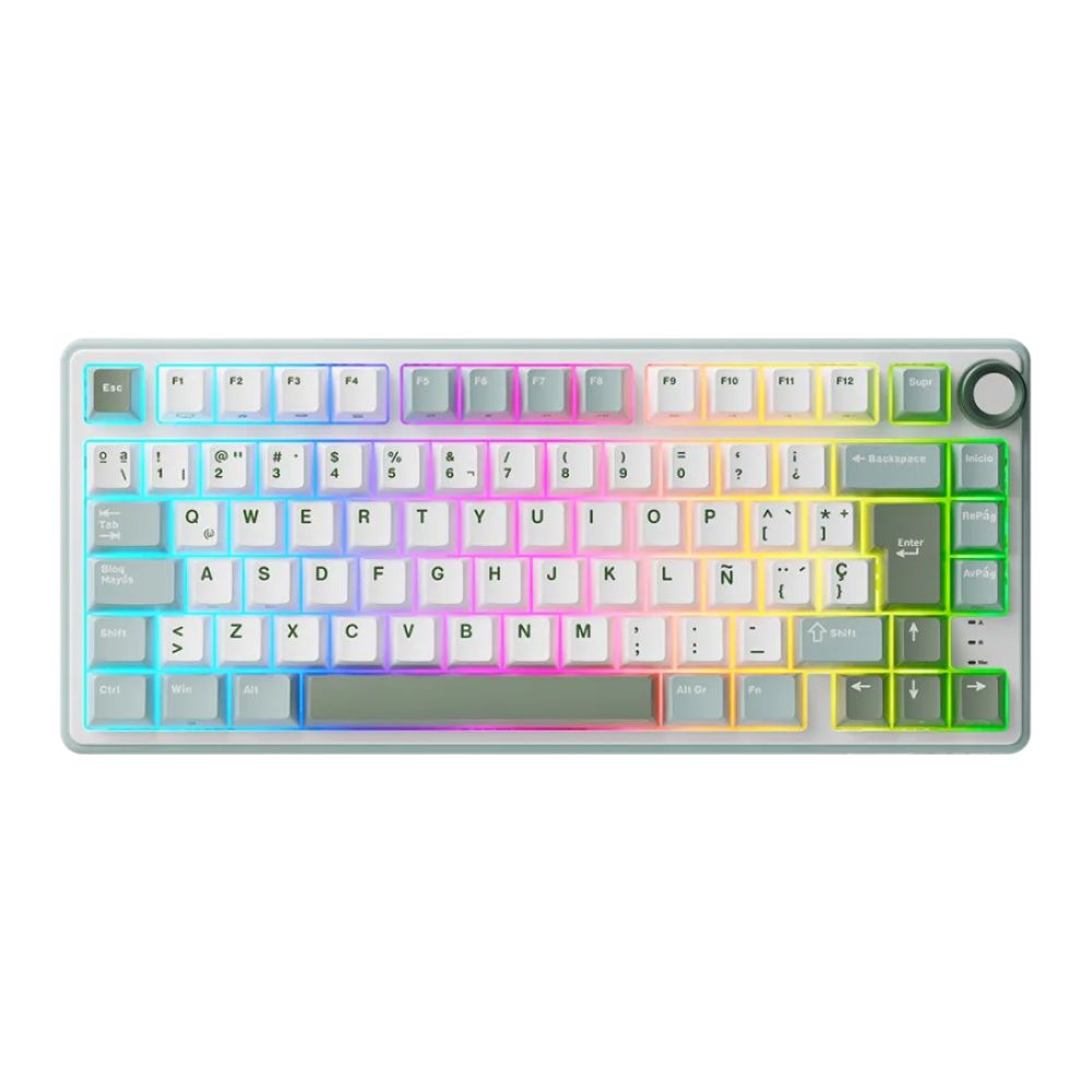 Teclado Royal Kludge R75 Wired 75% Sky Cyan Switch K Silver