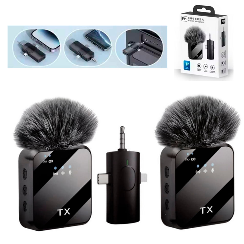 Microfono solapero doble USB-C Lightning y Auxiliar Iphone Android