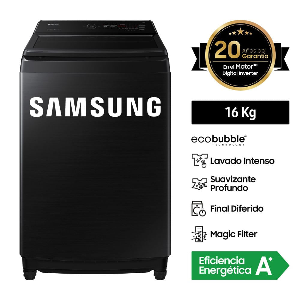 Lavadora Samsung EcoBubble™ 16Kg Negra WA16CG6441BVPE