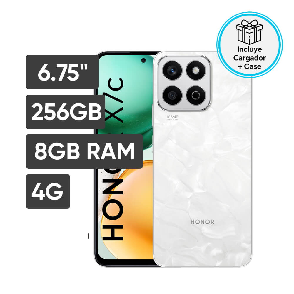 Smartphone HONOR X7C 6.75"" 8GB 256GB 108MP+2MP Blanco
