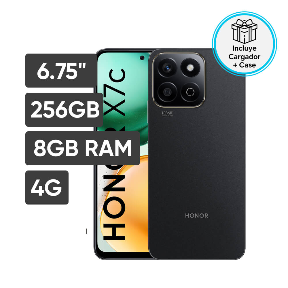 Smartphone HONOR X7C 6.75"" 8GB 256GB 108MP+2MP Negro