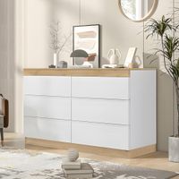 Cómoda Alba 6 Cajones Blanco y Duna 110 cm Huk