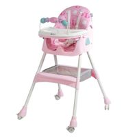 Silla de Comer Asiento Reclinable con Ruedas DALI Fucsia