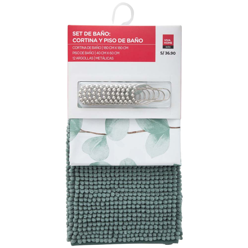 Set Baño VIVA HOME Cortina+Piso Bañ Surt (Modelos Aleatorios)