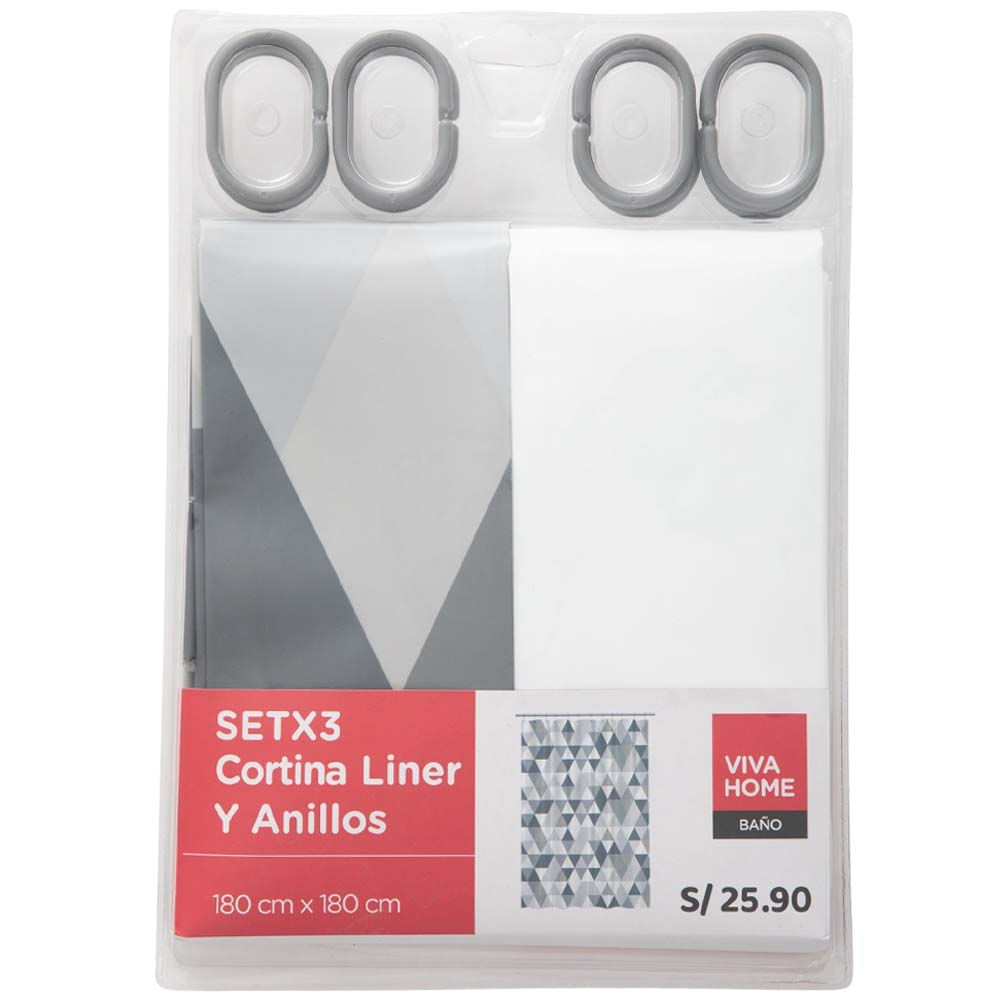 Set de Cortinas VIVA HOME Cort Liner Ganch 3un (Modelos Aleatorios)