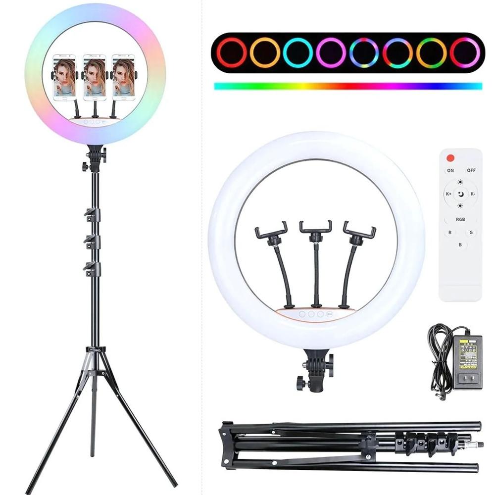 Aro de luz LED  RGB de 45 cm Lámpara Táctil  + Trípode + Control Remoto
