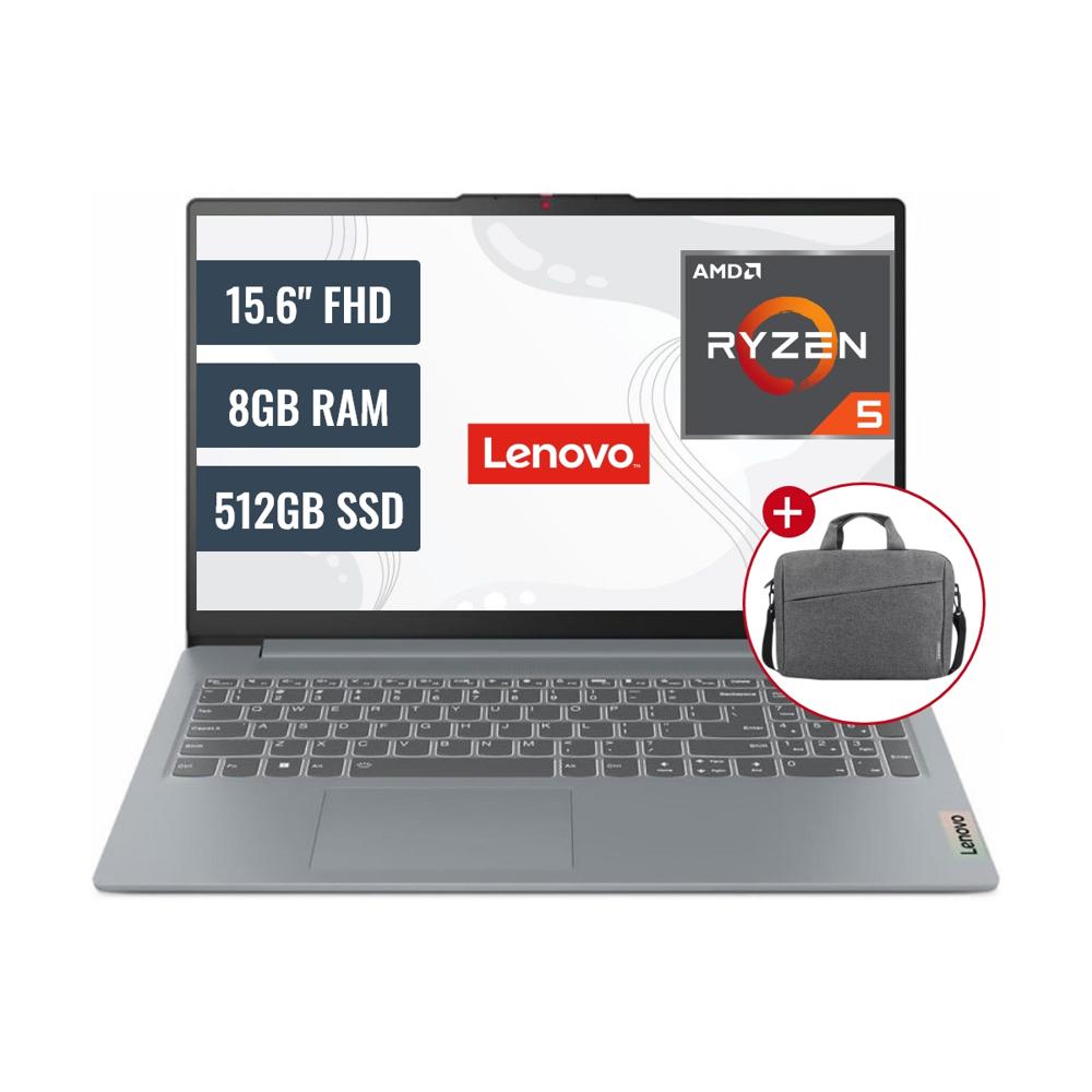 Laptop Lenovo IdeaPad Slim 3 AMD Ryzen 5 8GB RAM 512GB SSD 15.6 FHD FreeDOS + Maletin 82XQ00N5LMNB