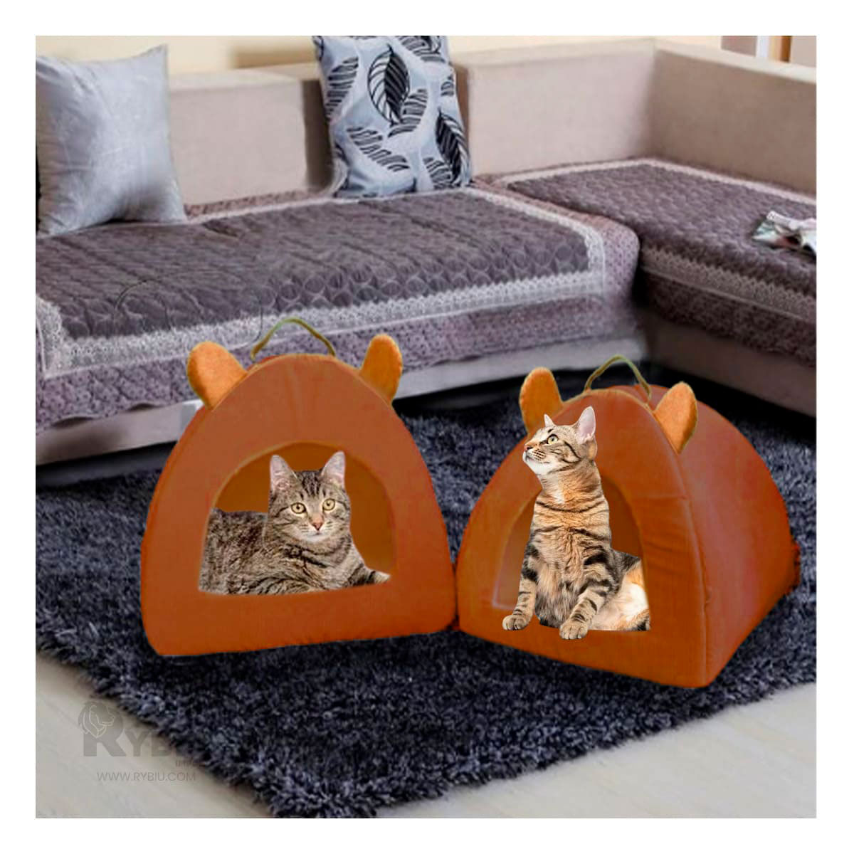 Cama Cerrada Suave en Tono Marron Y+Stickers