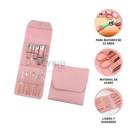 Kit Dinamico de Uñas Color Rosado Y+Banderitas Adhesivas