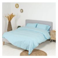 Funda plumón 100 % algodón bramante queen agua marina 200 hilos Lima Tienda