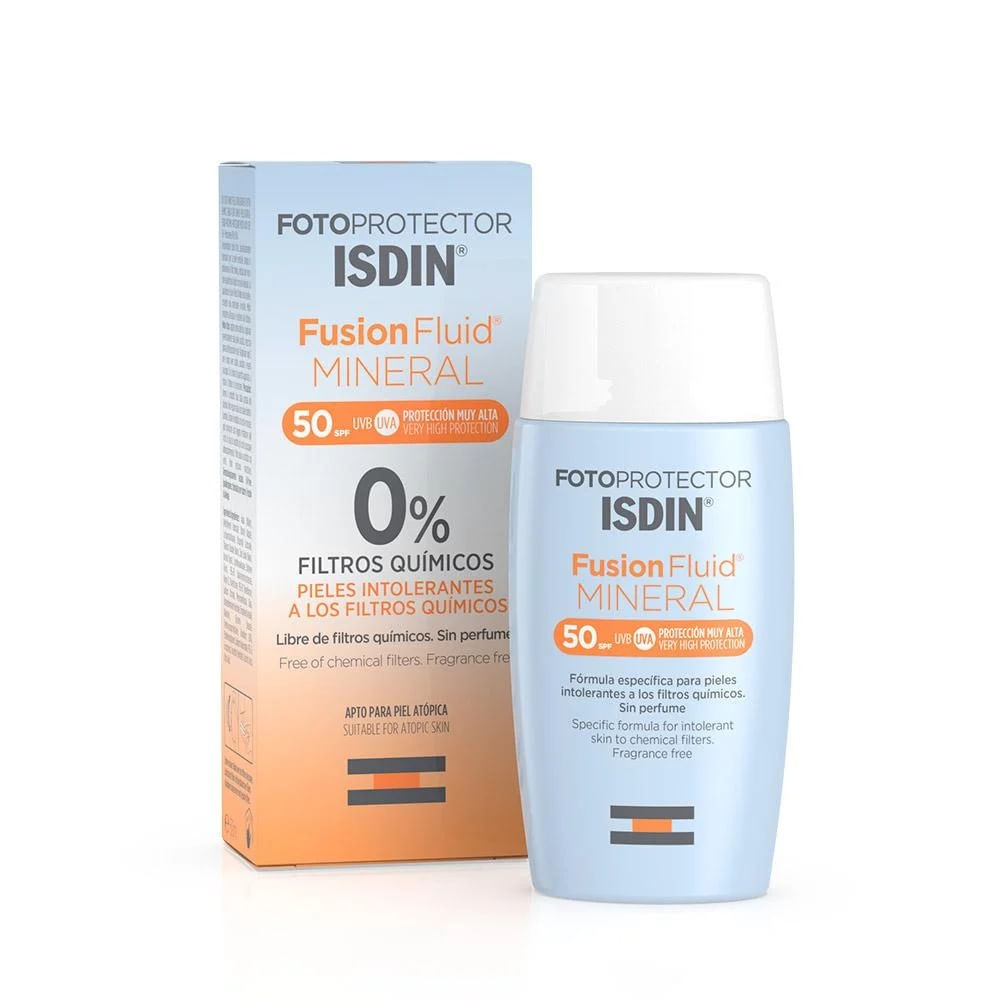 Bloqueador Facial Isdin Fotoprotector Fusion Fluid Mineral Solar Pieles Muy Sensibles Spf 50 50 Ml