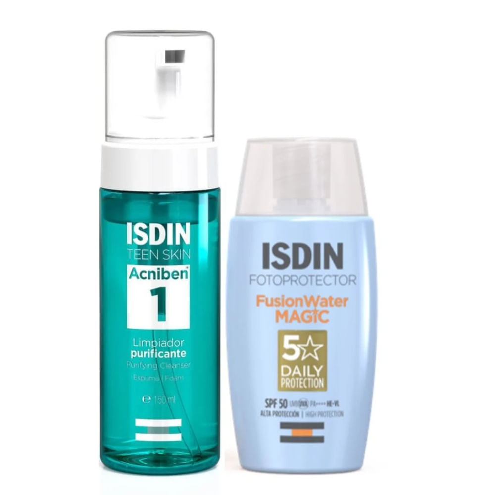 Set Tratamiento Facial Isdin Duo Fotoproteccion Fusion Water+Limpieza Purificante Piel Mixta A Grasa