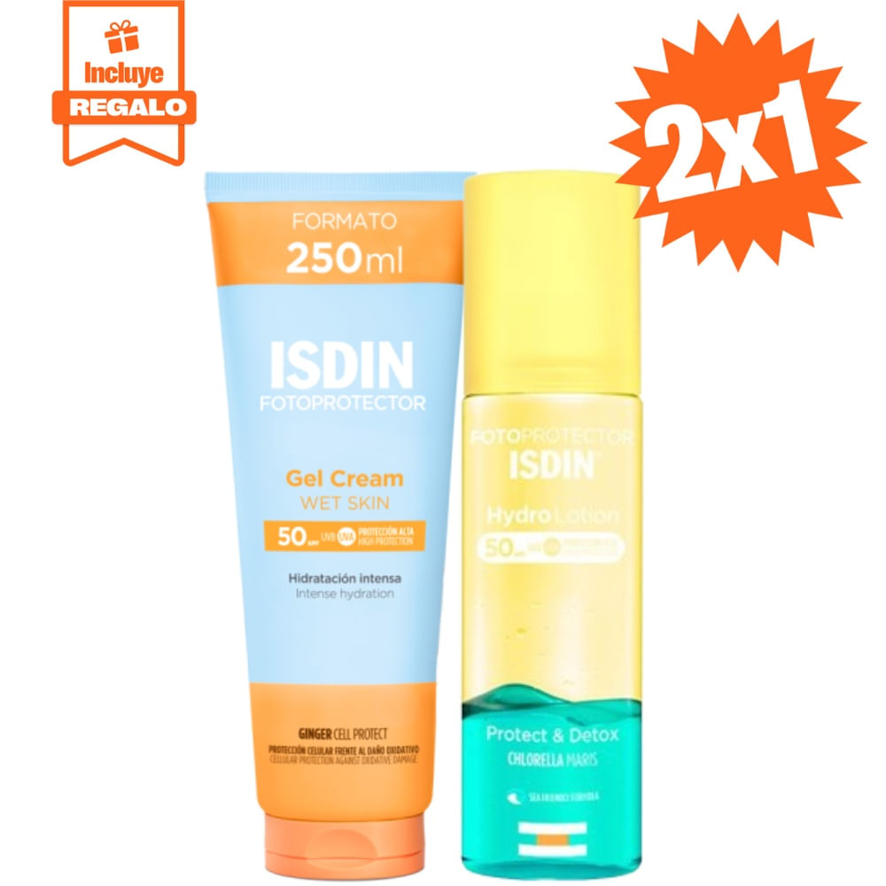 2x1 Isdin Gel Crema Wet Skin 50+ 250ml + Hydrolotion Spf 50+ 200ml