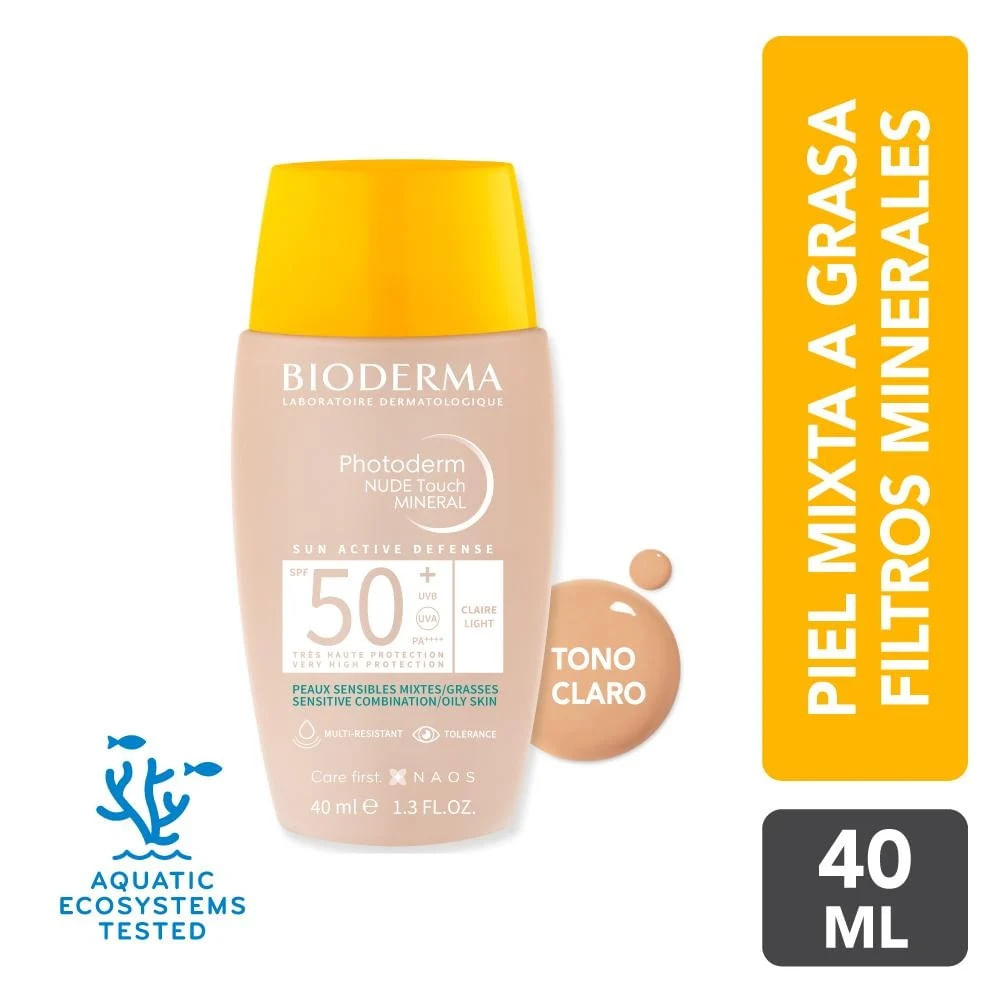Bloqueador Facial Bioderma Photoderm Nude Touch Teinte Claire Spf 50 40 Ml