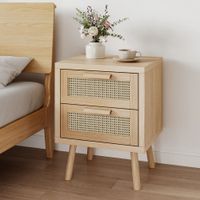 Velador con Ratán Boho Rovere 2 Cajones TU MESITA