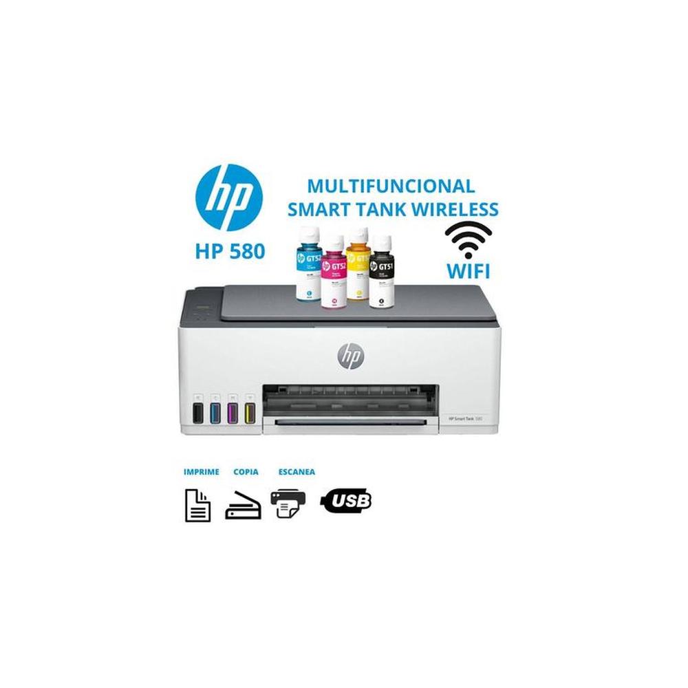 Impresora Multifuncional HP Smart Tank 580 Inalambrica Wifi