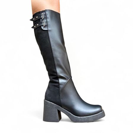 Botin Mujer Punta Cudrada Taco 7 2086L-75 Color Negro Talla 36