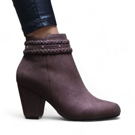 Botin Mujer Gamuza Trensa 7 2086L-60 Color Marron Talla 36