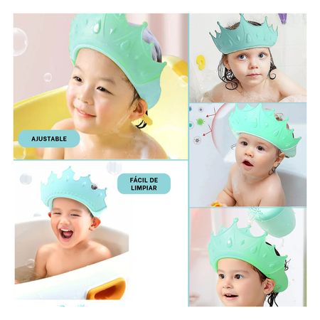Corona de Ducha Ajustable para Niños en Color Verde Agua