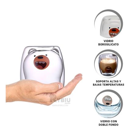 Taza Sin Asa de Doble Capa Transparente Y+Post-it Adhesivos