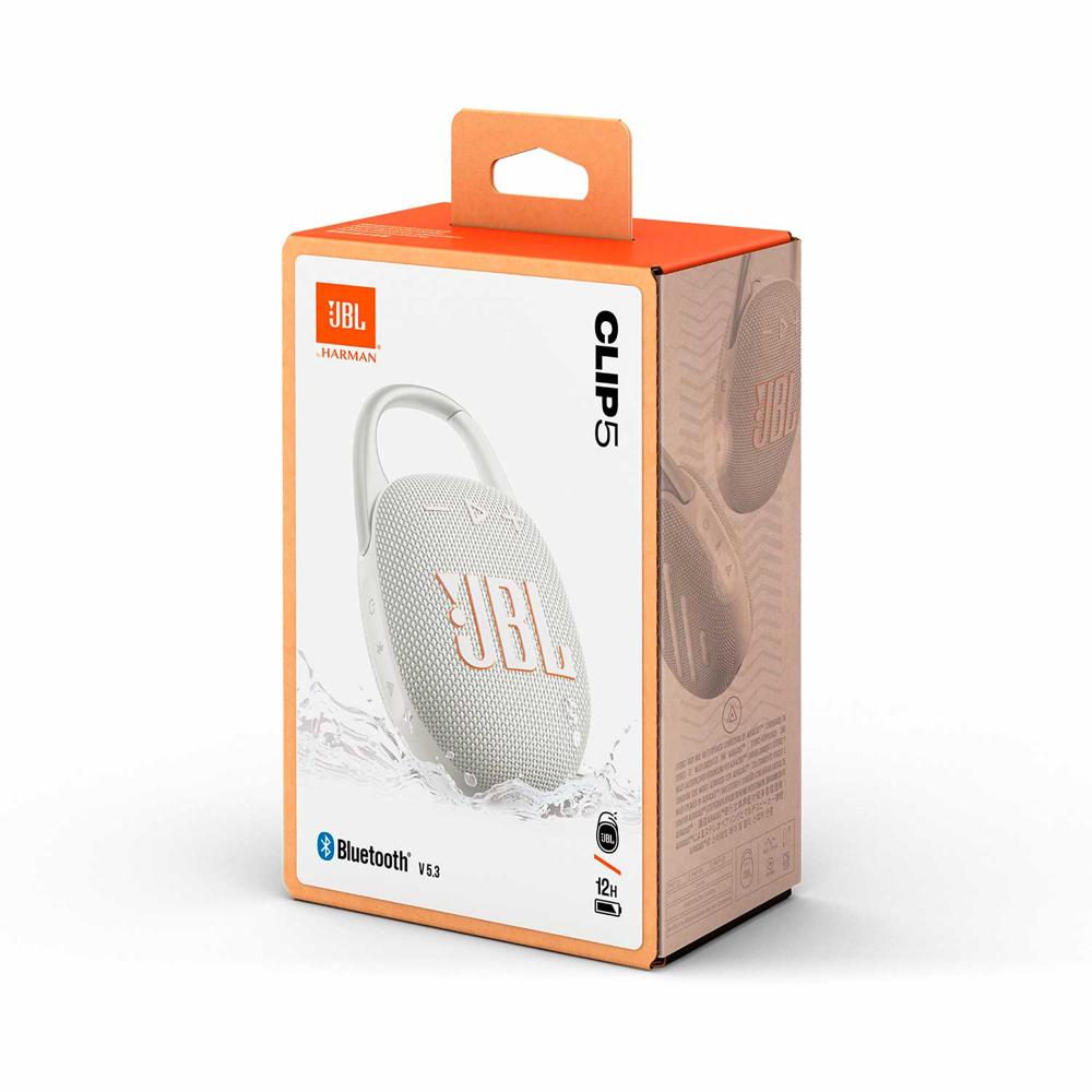 Parlante JBL portatil con Bluetooth Clip 5 Blanco