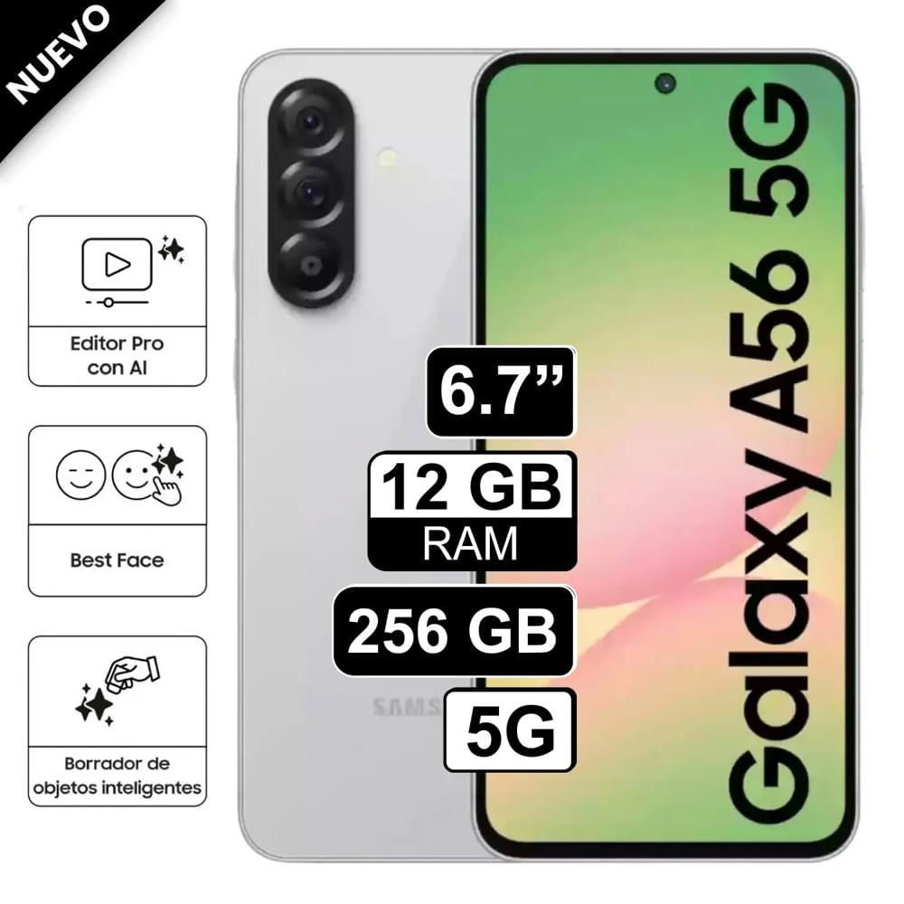 Celular Samsung Galaxy A56 5G 256GB 12GB RAM cámara principal 50MP frontal 12MP 67 Blanco