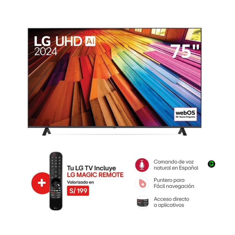 Televisor LG LED 75 UHD 4K ThinQ AI 75UT8050 Magic 2024