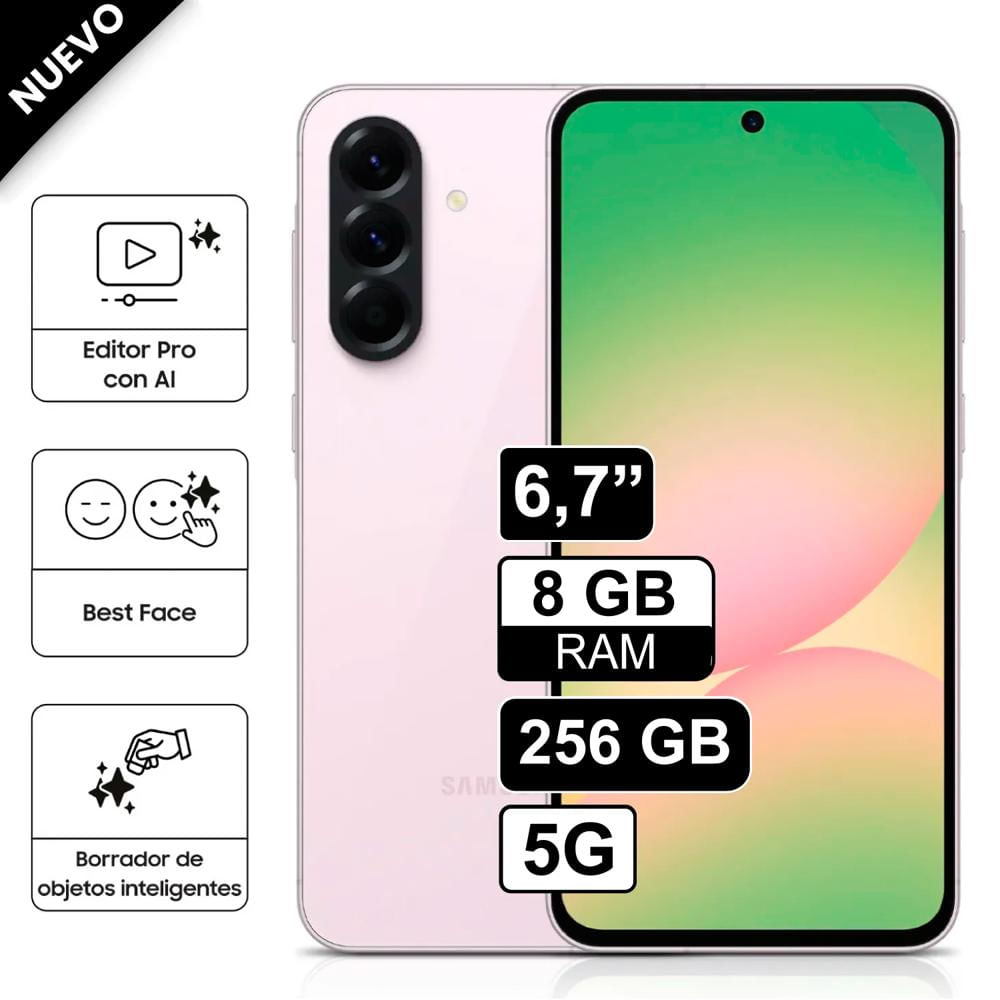 Celular Samsung Galaxy A56 5G 256GB 8GB RAM cámara principal 50MP frontal 12MP 67 Rosado