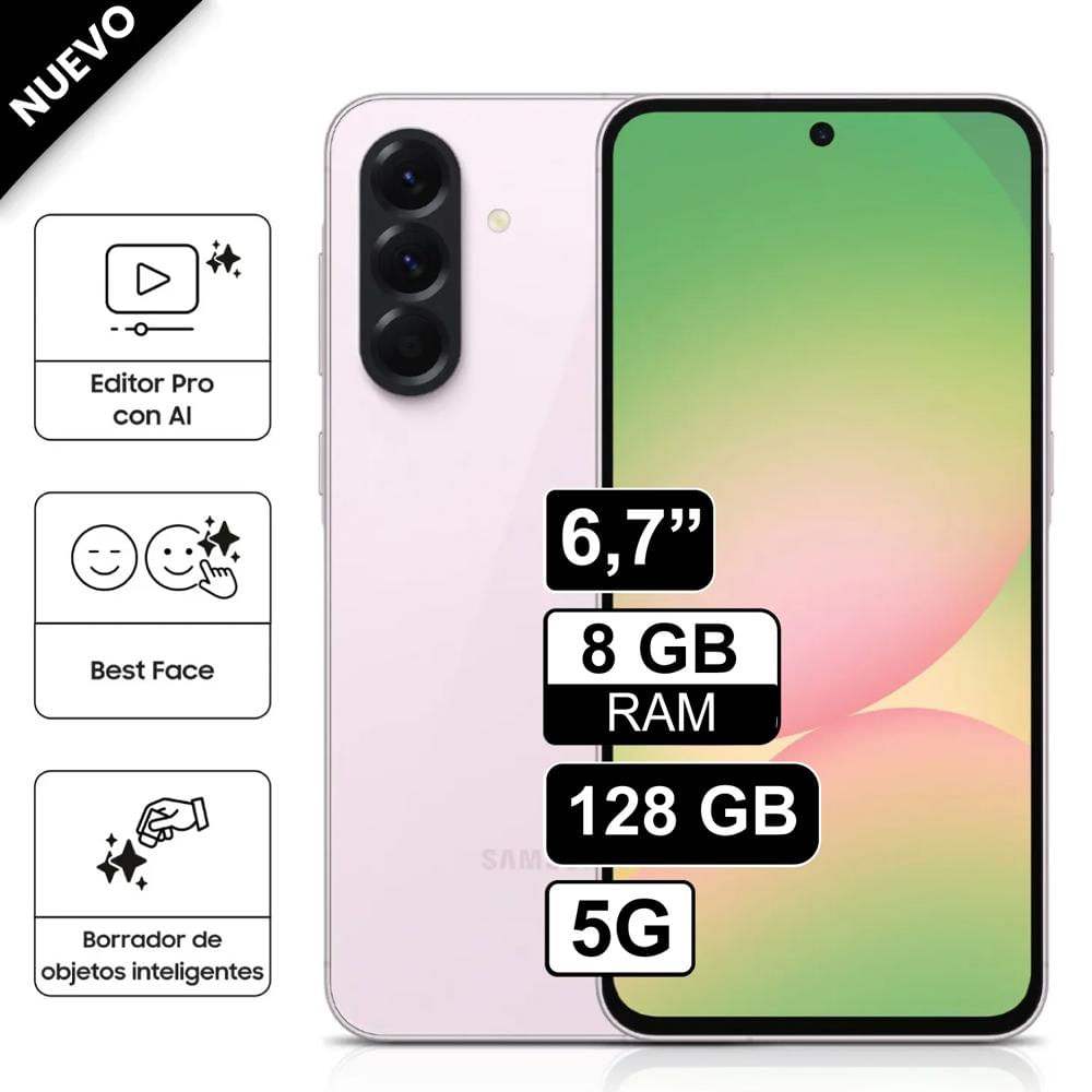 Celular Samsung Galaxy A56 5G 128GB 8GB RAM cámara principal 50MP frontal 12MP 67 Rosado