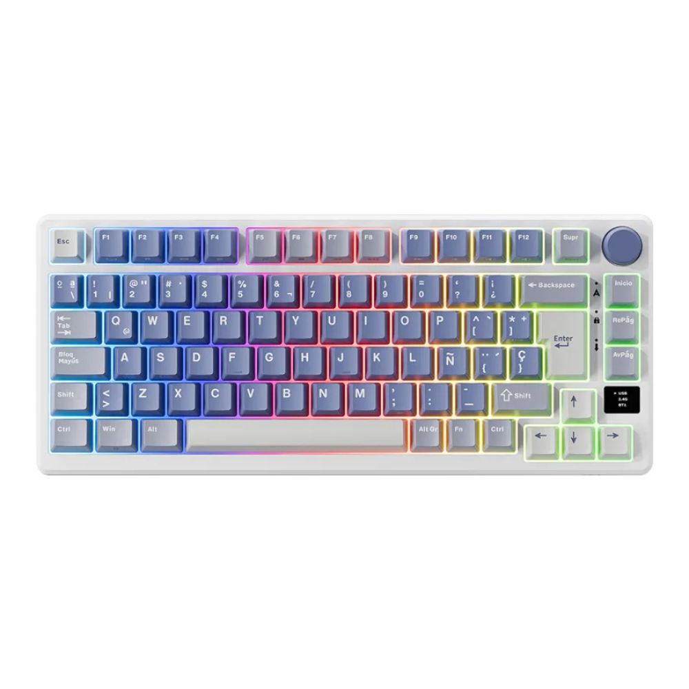 Teclado Royal Kludge M75 Wireless 75% Ocean Blue Switch K Silver