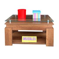 Mesa de Centro con Vidrio  Color Caramelo Modelo GALLO - TEMEL