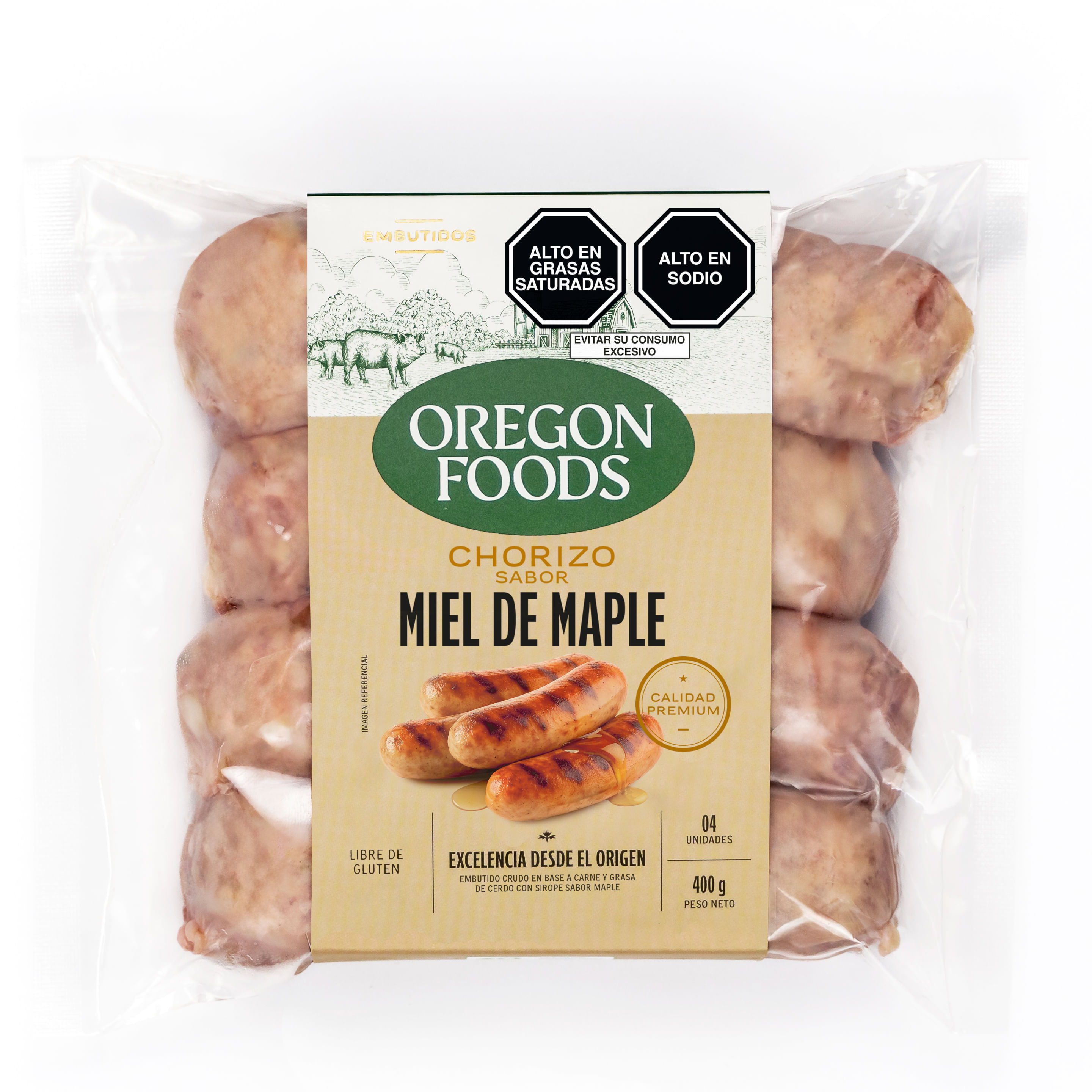 Chorizo Miel de Maple OREGON FOODS Bolsa 400g