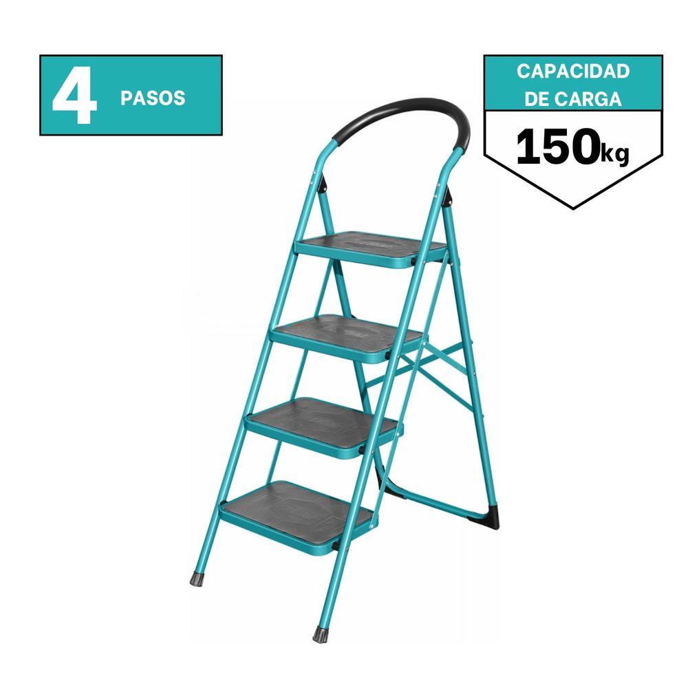 Escalera Tubular de Acero 4 Pasos Soporta 150kg Total THLAD09041