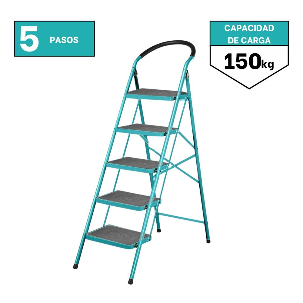 Escalera Tubular de Acero 5 Pasos Soporta 150kg Total THLAD09051